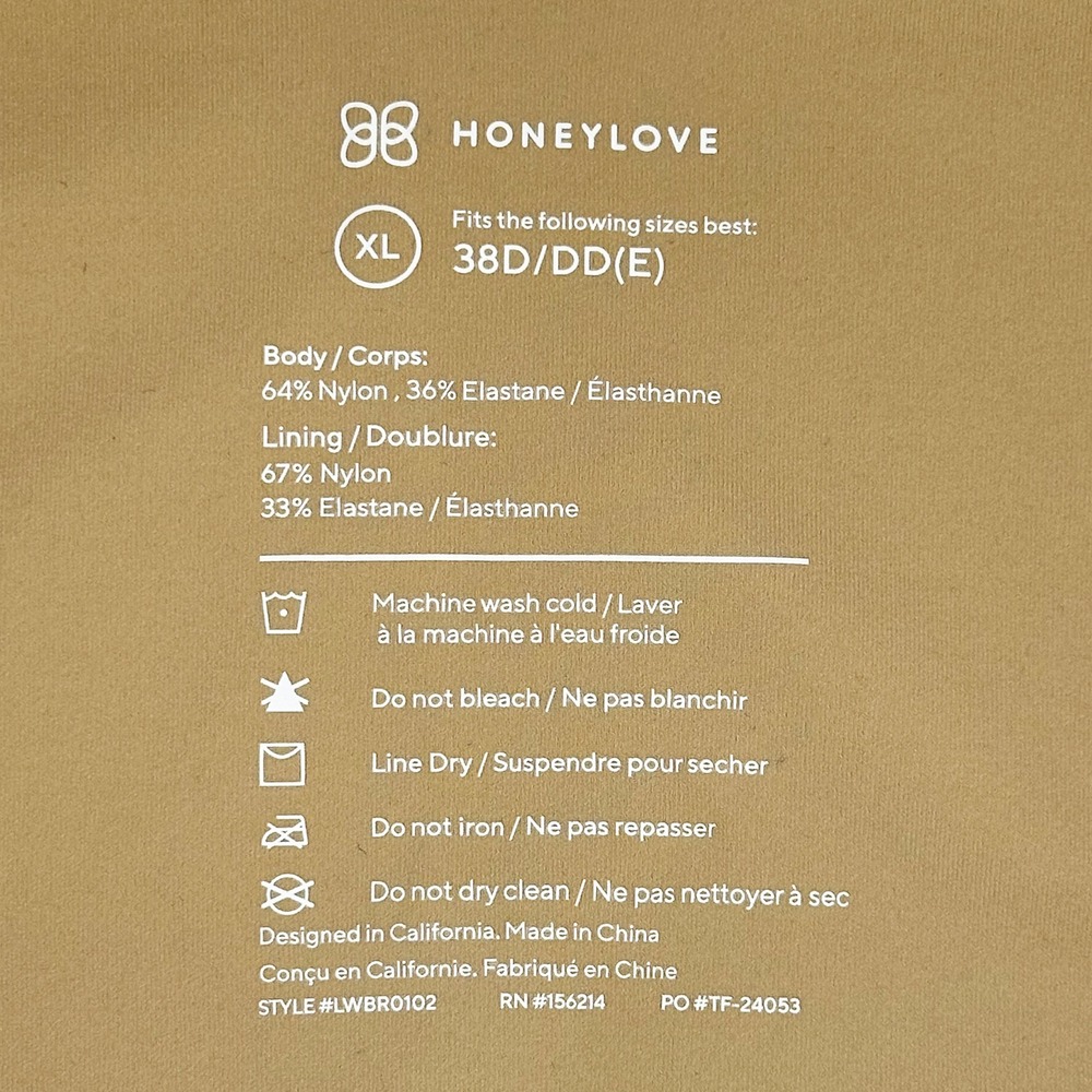 HONEYLOVE Soft Form Padded Wireless Seamless Bra • XL 38D/DD • nude - Picture 4 of 5